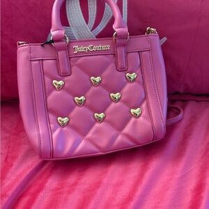 Juicy Couture Pink Mini Bag with Gold Heart Accents
